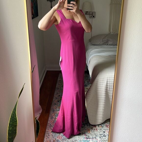 Dress the Population Monroe Dress Womens Size XL Fuchsia Pink Maxi Slit Gown - Picture 2 of 8